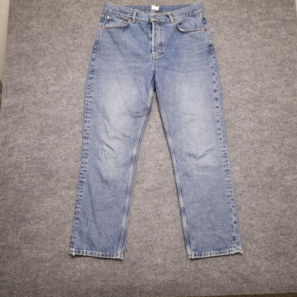 Topshop Dad Jeans Womens 31x30 Light Wash Blue High Rise Straight Denim